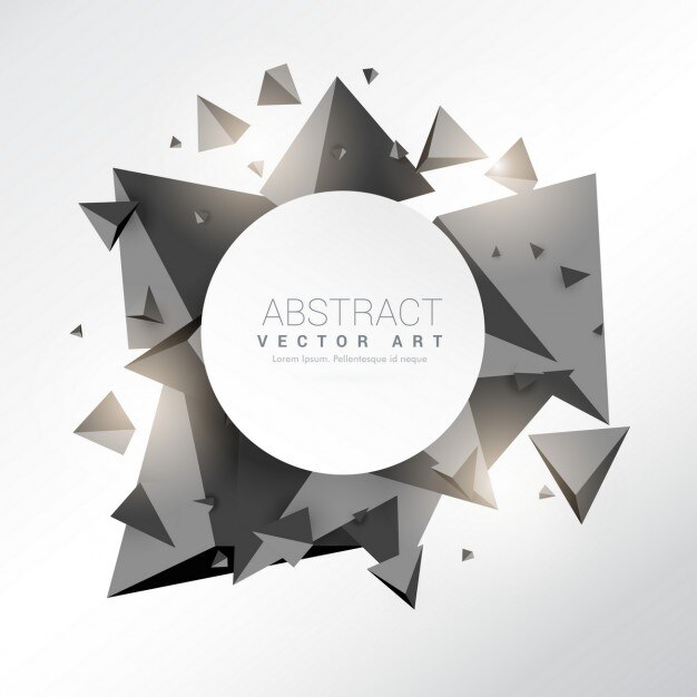 Background with lights and 3d polygonal shapes
