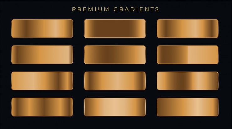 Ücretsiz Vektör bakır metalik premium gradyanlar seti