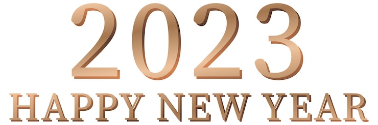 Ücretsiz Vektör banner tasarımı için mutlu yeni yıl 2023 yazısı