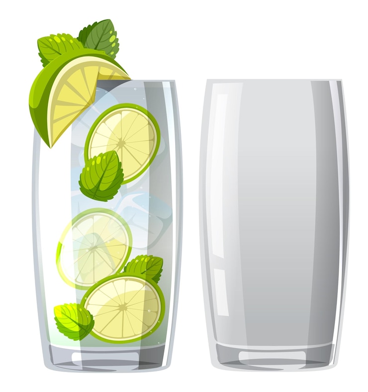 Ücretsiz Vektör bardakta mojito kokteyli