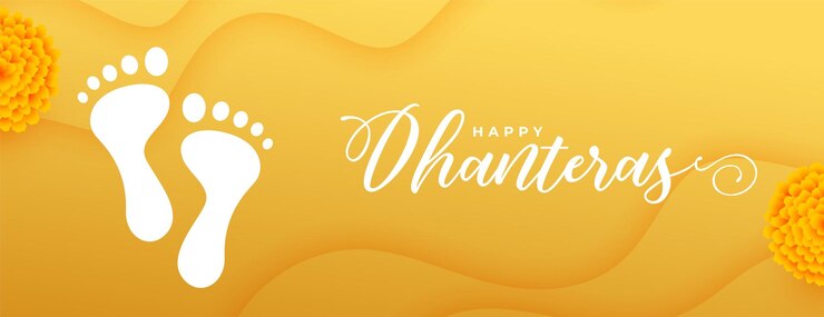 Ücretsiz Vektör beautiful happy dhanteras goddess charan banner for wealth and blessing vector