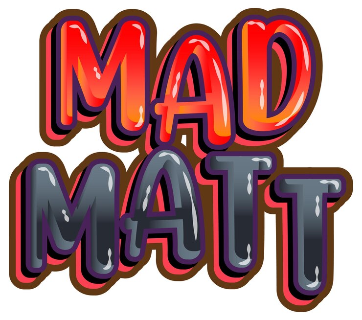 Ücretsiz Vektör beyaz arka planda mad matt kelime logosu