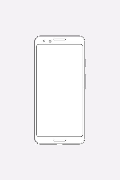 Beyaz mobil telefon anahattı, dijital cihaz vektör çizimi