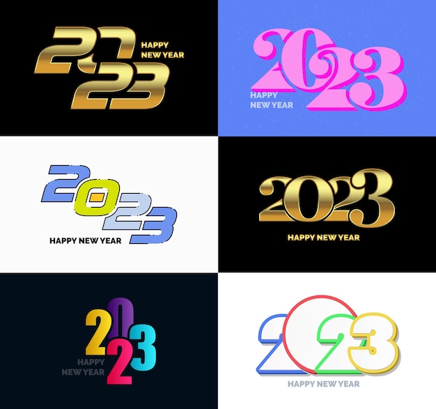 big set of 2023 happy new year logo text design 2023 number design template