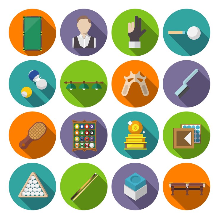 Ücretsiz Vektör billiards icons flat