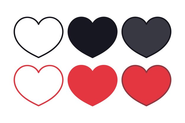black and red hearts set
