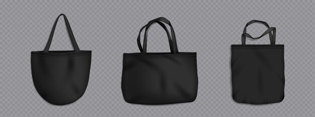 Black eco tote shopper bag mockup Fabric template