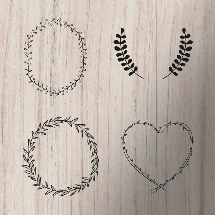Ücretsiz Vektör black leafy frame set vector