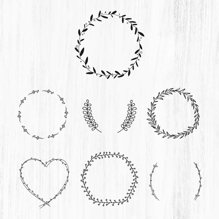 Ücretsiz Vektör black leafy frame set vector