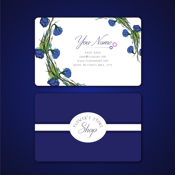 Ücretsiz Vektör blue flowers business card
