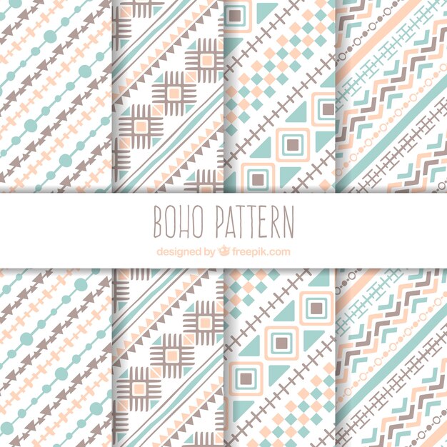 Boho pattern collection with flat design