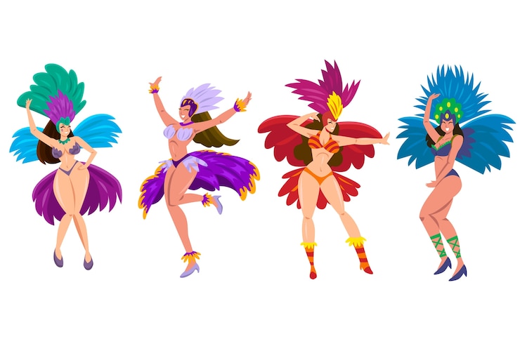 Ücretsiz Vektör brezilya karnavalı dansçısı koleksiyonu