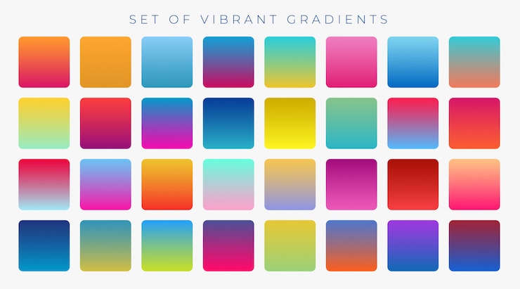 Ücretsiz Vektör bright vibrant set of gradients background