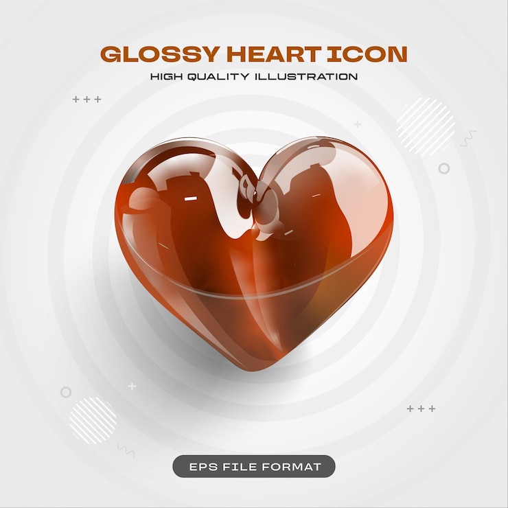 Ücretsiz Vektör browne heart icon 3d render illustration
