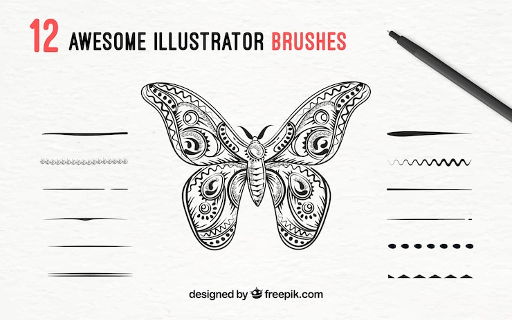 Ücretsiz Vektör brushes collection for illustration