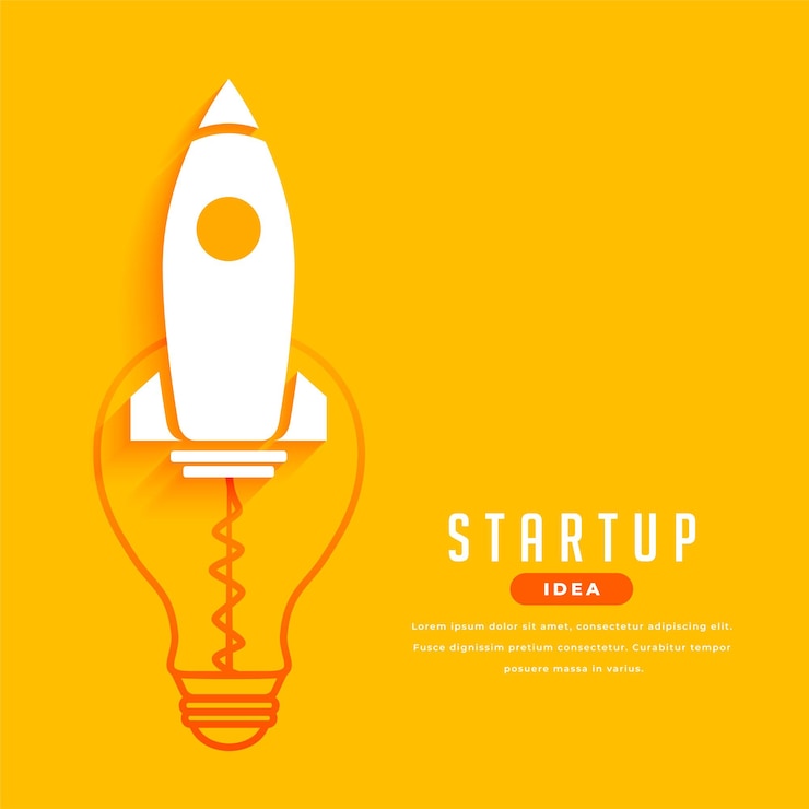 Ücretsiz Vektör business startup concept with rocket and bulb design