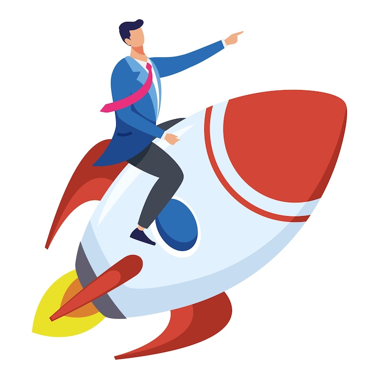 Ücretsiz Vektör businessman in rocket start up