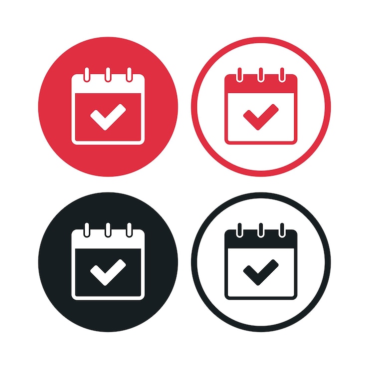 Ücretsiz Vektör calendar check mark circles set