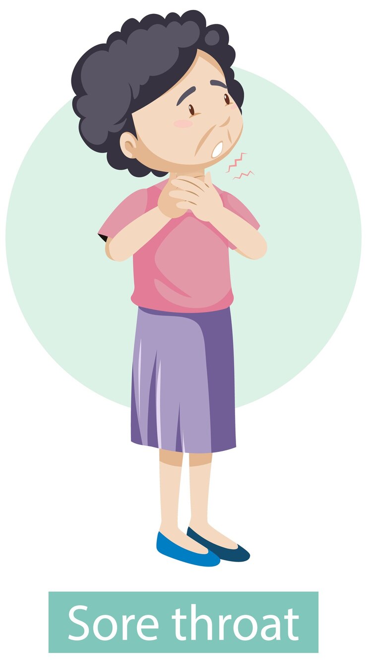Ücretsiz Vektör cartoon character with sore throat symptoms