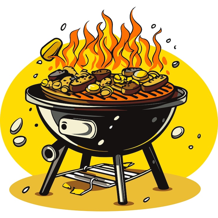 Ücretsiz Vektör cartoon illustration of a charcoal grill