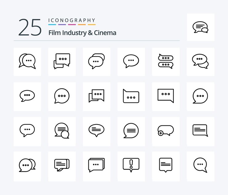 Cenima 25 Line icon pack including messages chat bubble bubble comment