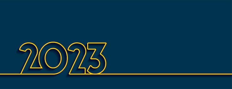 Ücretsiz Vektör çizgi stil mutlu yeni yıl 2023 tatil afişi vektör illüstrasyonu