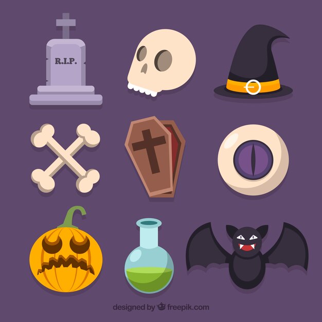classic set of halloween elements
