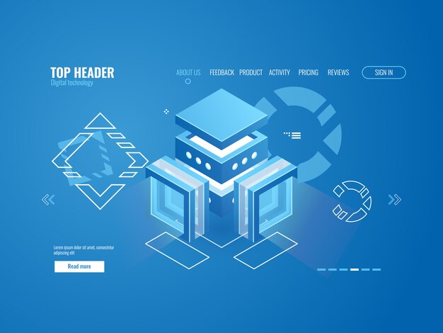 Cloud data storage, big data processing and analysing, digital technology, data center database