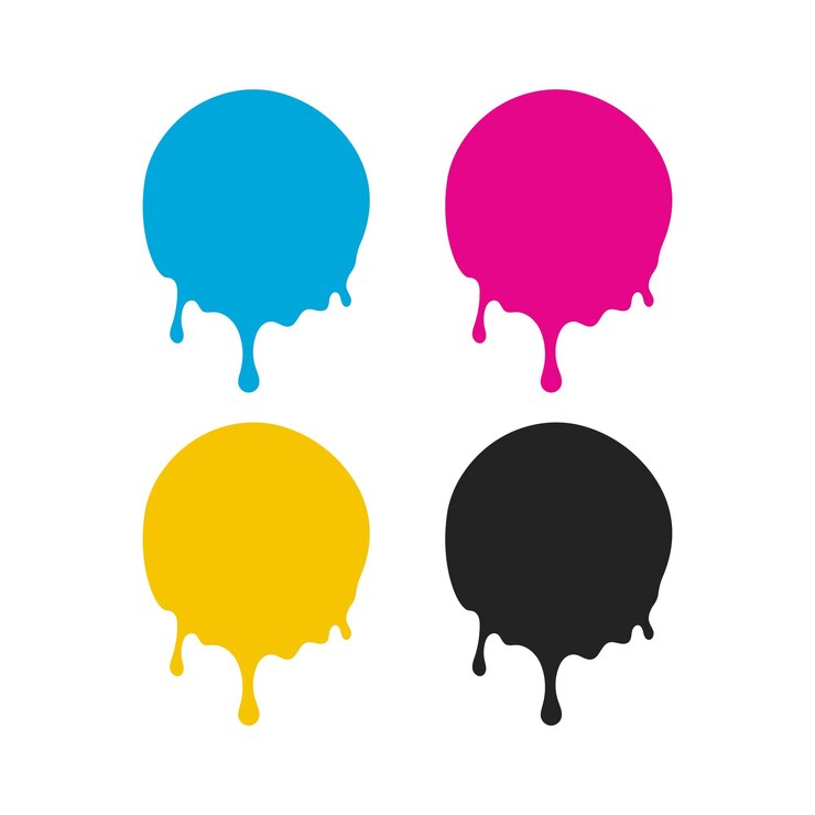 Ücretsiz Vektör cmyk drip circles set