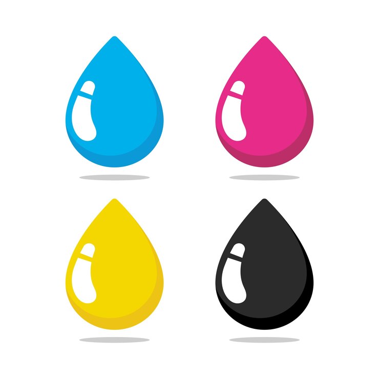 Ücretsiz Vektör cmyk droplets flat colour with shadows