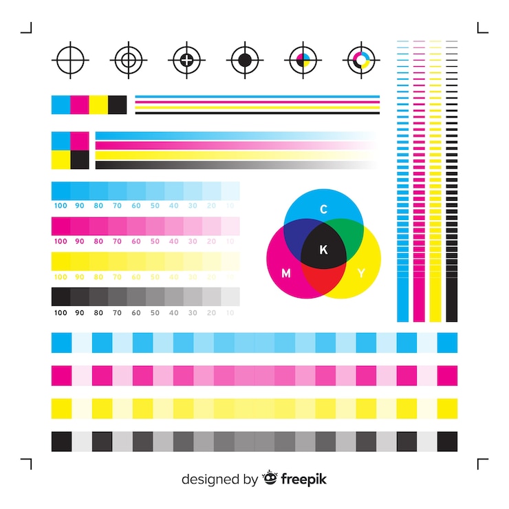 Ücretsiz Vektör cmyk kalibrasyon öğesi koleksiyonu