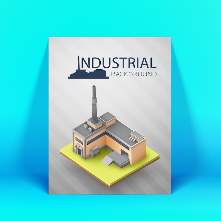 Ücretsiz Vektör colored industrial 3 d background factory premises with a warehouse and production 