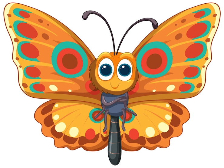 Ücretsiz Vektör colorful butterfly cartoon character