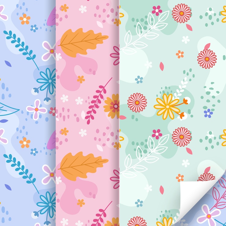 Ücretsiz Vektör colorful flat spring pattern collection