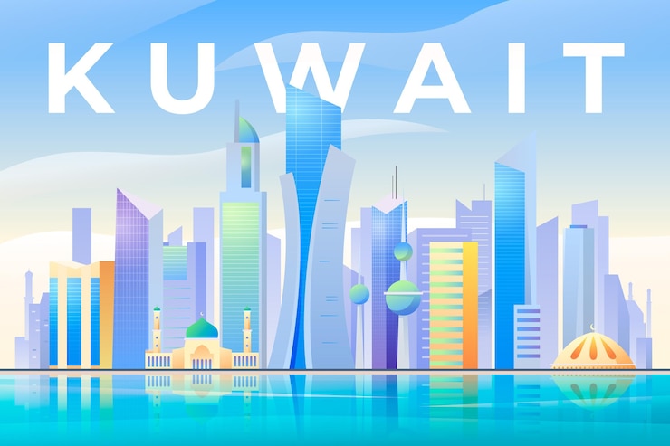 Ücretsiz Vektör colorful kuwait skyline