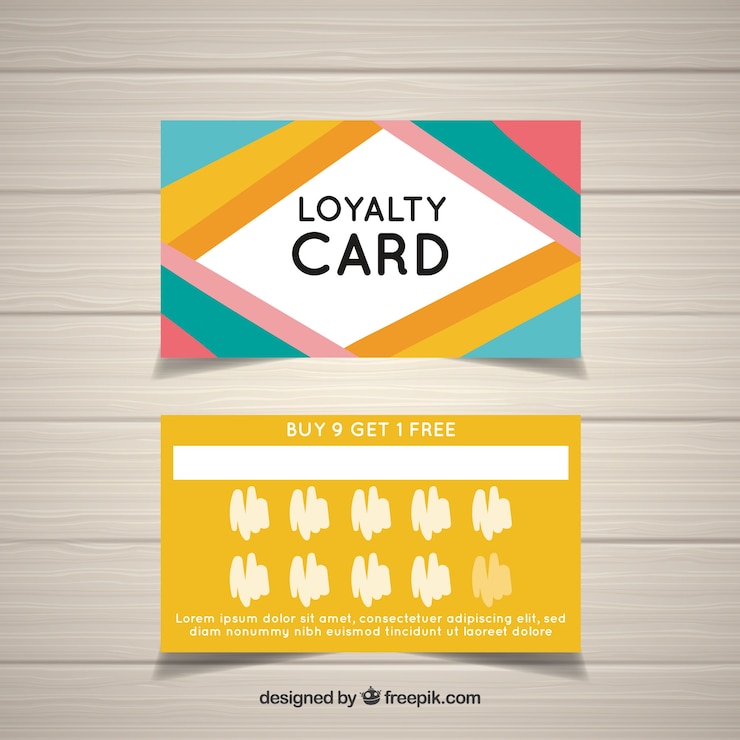Ücretsiz Vektör colorful loyalty card template with abstract design