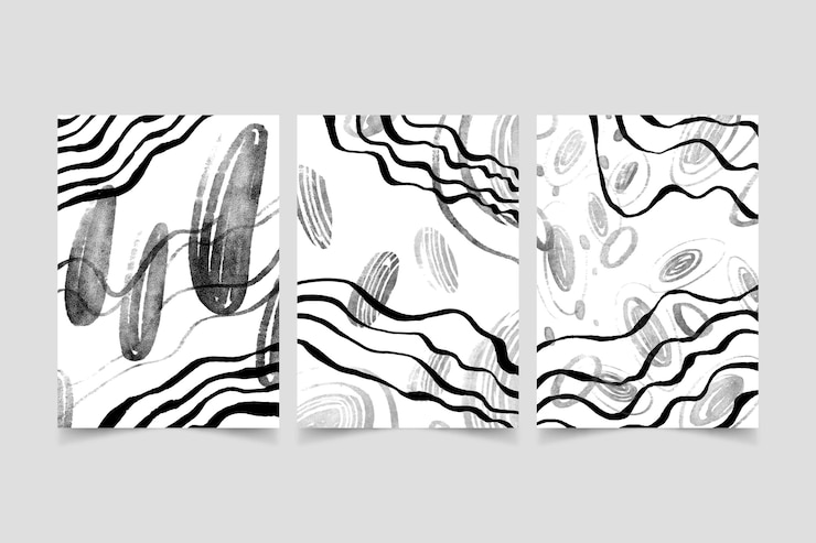 Ücretsiz Vektör colorless abstract watercolor cover set