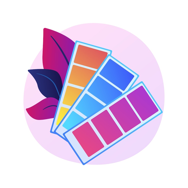 Ücretsiz Vektör colors swatches palette. paint samples fan, interior design colours, spectrum scale. graphics designer guide isolated clipart    