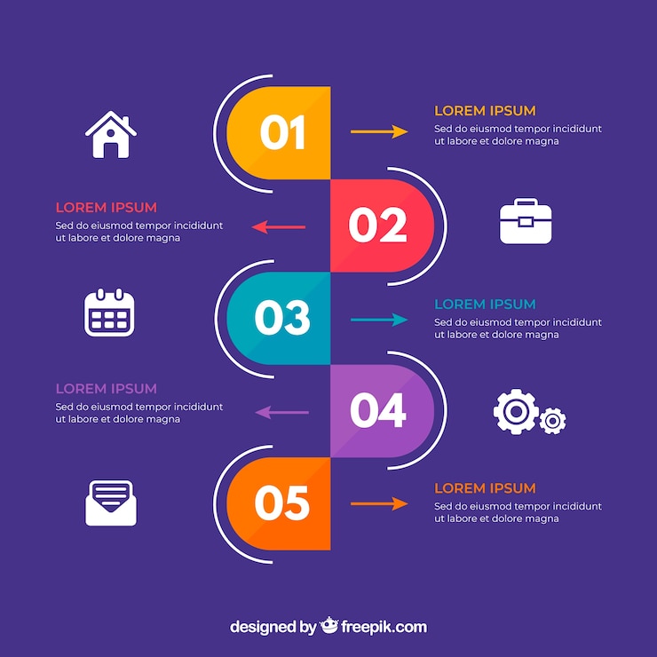 Ücretsiz Vektör colourful infographics with steps