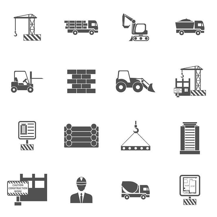 Ücretsiz Vektör construction icons flat