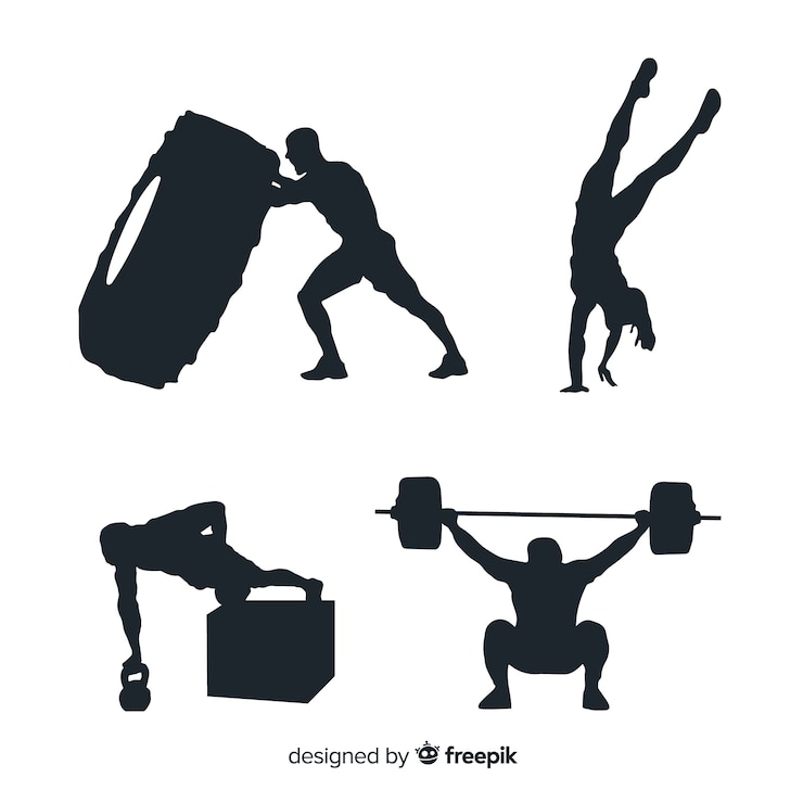 Ücretsiz Vektör crossfit training black silhouette collection