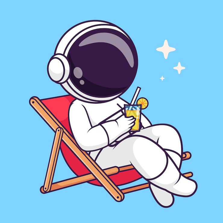 Ücretsiz Vektör cute astronaut relaxing on bench with orange juice cartoon vector icon illustration science holiday