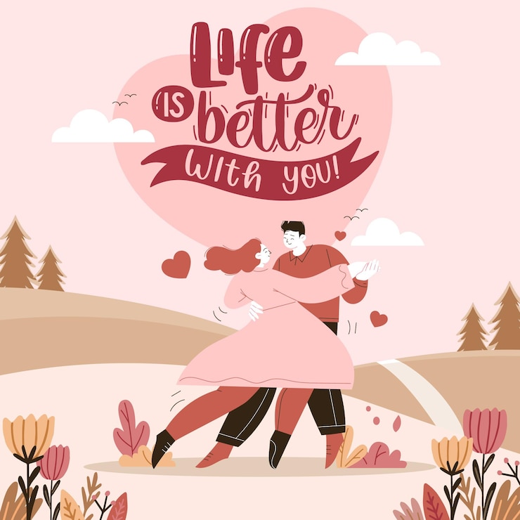 Ücretsiz Vektör cute couple dancing illustration