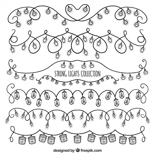 Ücretsiz Vektör cute decoration of hand drawn string lights