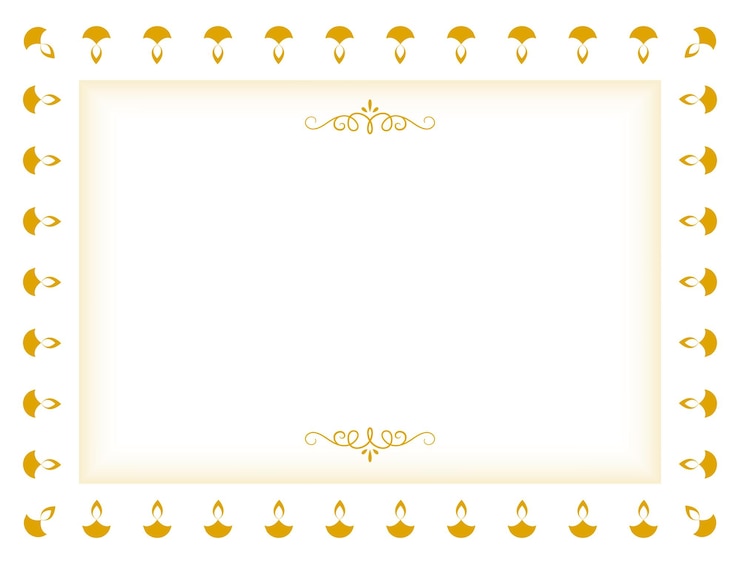Ücretsiz Vektör cute ethnic diwali diya border frame white backdrop with text space