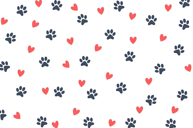 cute paw toe and heart pattern background for fabric print