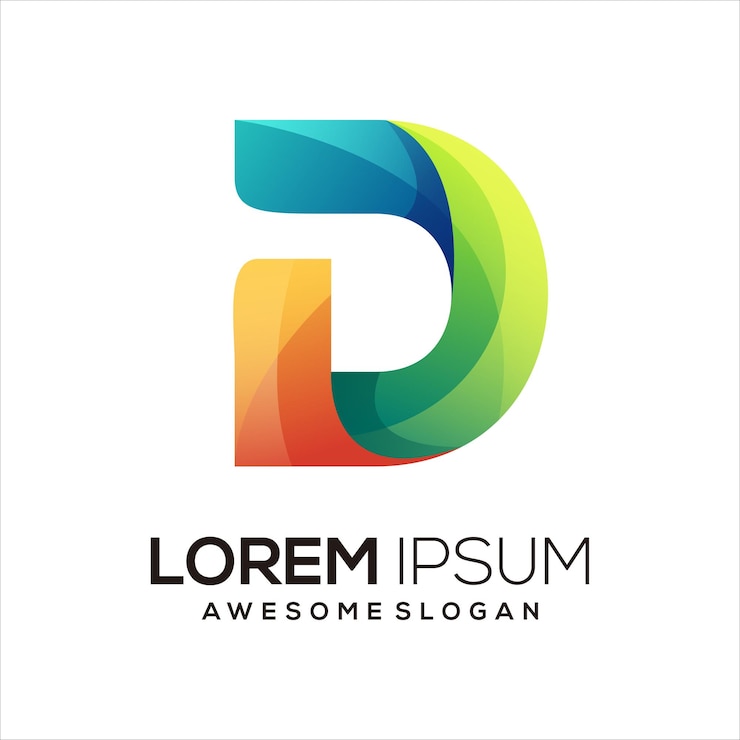 Ücretsiz Vektör d harfi logosu başlangıç renkli gradyan