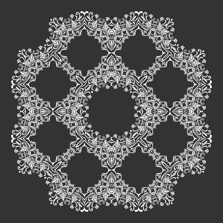 Ücretsiz Vektör damask wallpaper circle lace ornament pattern