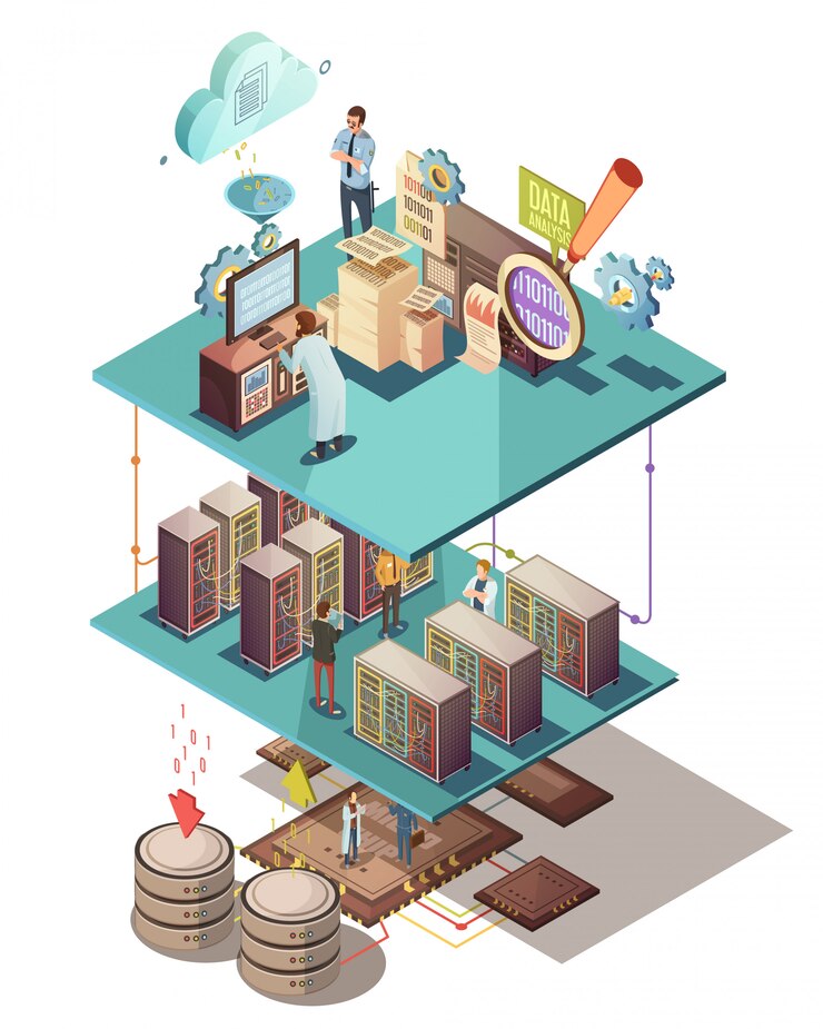 Ücretsiz Vektör data analysis isometric concept 