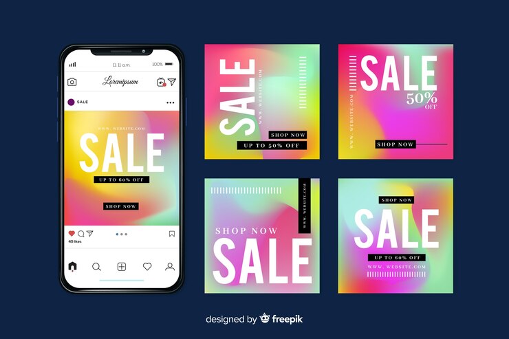Ücretsiz Vektör degrade satış instagram gönderi koleksiyonu